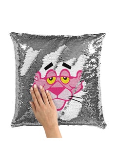 Buy Pink Panther Sequin Throw Pillow With Stuffing Multicolour 16x16inch in Saudi Arabia