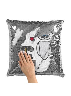 Buy Wall E Robots Sequin Throw Pillow With Stuffing Multicolour 16x16inch in Saudi Arabia