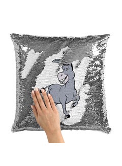 Buy Donkey Cute Green Shrek Sequin Throw Pillow With Stuffing Grey/White 16x16inch in Saudi Arabia