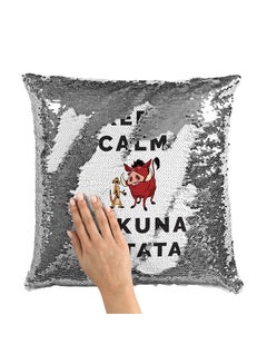 اشتري Keep Calm Lion King Sequin Throw Pillow With Stuffing متعدد الألوان 16x16 بوصة في الامارات