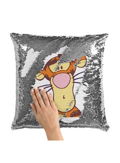 Buy Pooh Tigger Strange Sequin Throw Pillow With Stuffing Multicolour 16x16inch in UAE