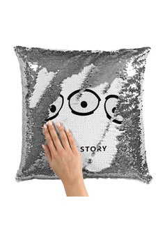 Buy Alien Toy Story Choose Sequin Throw Pillow With Stuffing Grey/White 16x16inch in Saudi Arabia