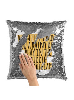 Buy Rain Quote Rain Day Sequin Throw Pillow With Stuffing Multicolour 16x16inch in Saudi Arabia