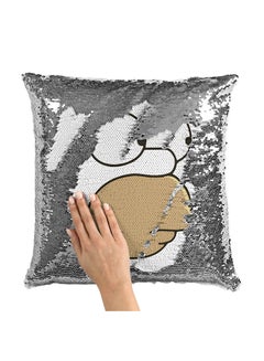 Buy Homer Simpson Face Sequin Throw Pillow With Stuffing Multicolour 16x16inch in Saudi Arabia