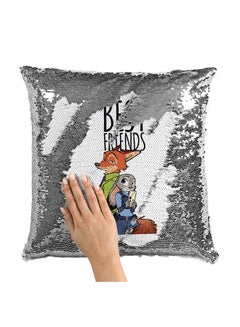 Buy Zootopia Best Friends Sequin Throw Pillow With Stuffing Multicolour 16x16inch in UAE