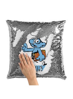 Buy Brainy Smurf Cute Sequin Throw Pillow With Stuffing Multicolour 16x16inch in Saudi Arabia