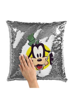 Buy Goofy Face Sequin Throw Pillow With Stuffing Multicolour 16x16inch in Saudi Arabia