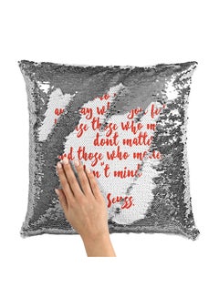 Buy Dr Seuss Dont Matter Dont Mind Quote Sequin Throw Pillow With Stuffing Multicolour 16x16inch in Saudi Arabia