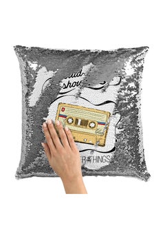 Buy Should I Stay Quote Stranger Things Sequin Throw Pillow With Stuffing Multicolour 16x16inch in UAE