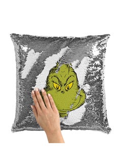 Buy Face Of Grinch Sequin Throw Pillow With Stuffing Multicolour 16x16inch in Saudi Arabia