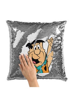 Buy Fred Flintstone Sequin Throw Pillow With Stuffing Multicolour 16x16inch in Saudi Arabia