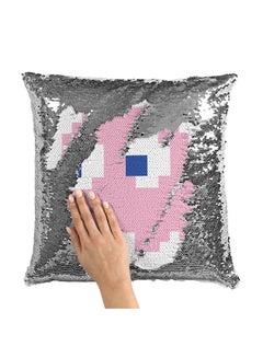 Buy Pink Ghost Pacman Sequin Throw Pillow With Stuffing Multicolour 16x16inch in Saudi Arabia