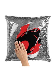 Buy Thunder Cat Logo Sequin Throw Pillow With Stuffing Multicolour 16x16inch in Saudi Arabia