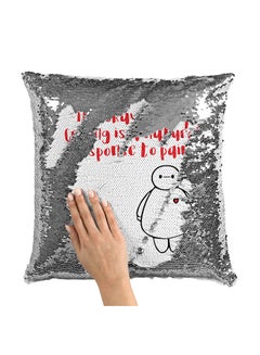 Buy Big Brother Quote Sequin Throw Pillow With Stuffing Polyester Multicolour 16x16inch in UAE