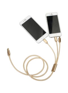 Buy 3-In-1 Micro USB Charging Cable Gold in UAE
