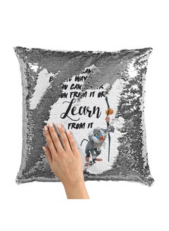 Buy Rafiki Quote Lion King Sequin Throw Pillow With Stuffing Multicolour 16x16inch in Saudi Arabia