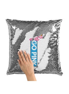 Buy Go Pink Panther Sequin Throw Pillow With Stuffing Multicolour 16x16inch in UAE