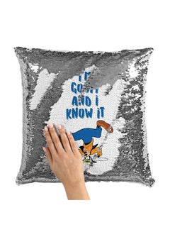 Buy I Am Goofy Sequin Throw Pillow With Stuffing Multicolour 16x16inch in UAE