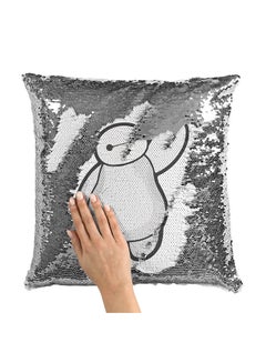 Buy Cute Cartoon Big Brother Sequin Throw Pillow With Stuffing Polyester Grey/White 16x16inch in UAE