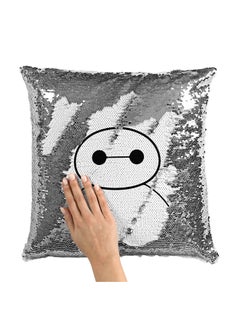 Buy Big Brother Face Sequin Throw Pillow With Stuffing Grey/White 16x16inch in Saudi Arabia