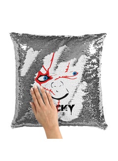 Buy The Doll Face Sequin Throw Pillow With Stuffing Multicolour 16x16inch in Saudi Arabia