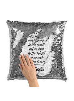 Buy Never Budge Quote Sequin Throw Pillow With Stuffing Multicolour 16x16inch in UAE