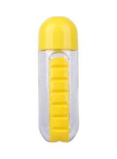 Buy Water Bottle With Pill Organizer Yellow/Clear in Saudi Arabia