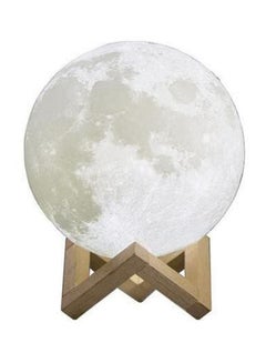 Buy 3D Printed LED Moon Light Lamp White/Yellow 15cm in Saudi Arabia