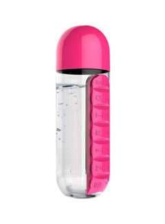 Buy Water Bottle With Pill Organizer Pink/Clear 2.8x2.8x9.2inch in Saudi Arabia