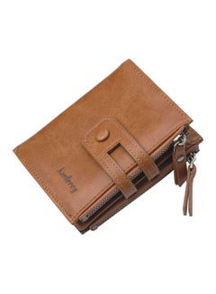 Buy RFID Leather Small Zipper Around Wallet Brown in Saudi Arabia