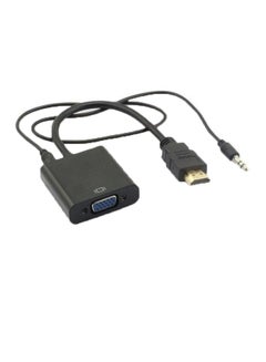Buy HDMI To VGA Adapter With Audio Cable Black in Saudi Arabia