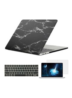 Buy Hard Case Cover With Skin Screen Protector For Apple MacBook Pro 13-Inch (2016 ) Black Marble in Egypt