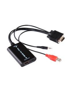 Buy VGA Male To HDMI Cable Converter Adapter Black/Red in UAE