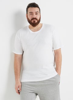 Buy 3-Piece Cotton Round Neck Undershirt White in UAE