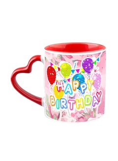 اشتري Impress White And Red Heart Handle Ceramic Coffee Mug With Happy Birthday Design 111 في الامارات