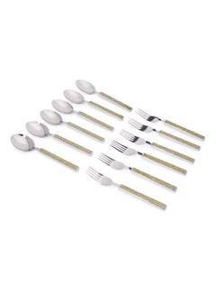 Buy Glitter 12Piece Table Spoon And Fork Cutlery Set Multicolour Standard in UAE