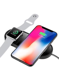 Buy 2 in 1 Mini Airpower Wireless Fast Charger For Smart Watch, Apple IPhone X And Samsung Note 8 Black in Saudi Arabia