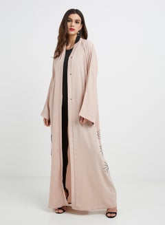 Buy Beaded Embellished Abaya Pink in UAE