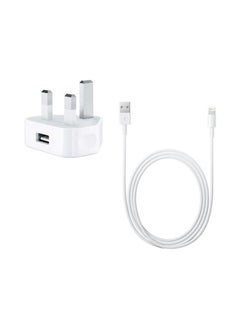 Buy USB Wall Charger With Lightning Data Sync Charging Cable White in Saudi Arabia