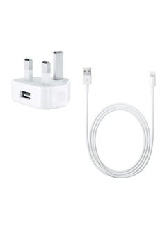 Buy 3-Pin Wall Charger With Lightning Cable White in Saudi Arabia