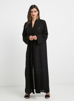 Buy Pleated Detail Abaya Black in UAE