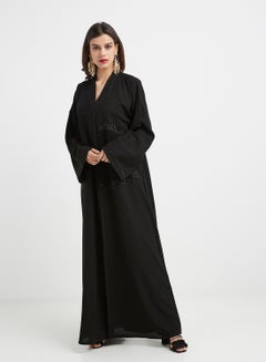 Buy Sequin Embellished Casual Abaya Black in UAE