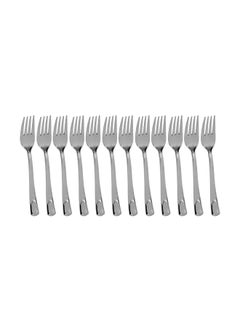 Buy 12-Piece Electroplated Fork Set Silver 15centimeter in Saudi Arabia