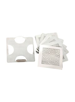 Buy 6-Piece Coaster Set White/Silver 10cm in UAE