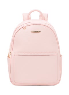 Buy Faux Leather Backpack Pink in Saudi Arabia