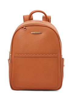 Buy Faux Leather Backpack Brown in Saudi Arabia