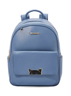 Buy Faux Leather Backpack Blue in Saudi Arabia