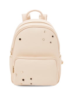 Buy Faux Leather Backpack Beige in Saudi Arabia