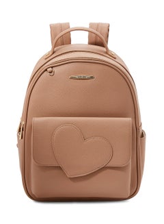 Buy Faux Leather Backpack Brown in Saudi Arabia