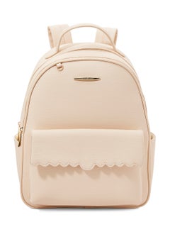 Buy Faux Leather Backpack Beige in Saudi Arabia